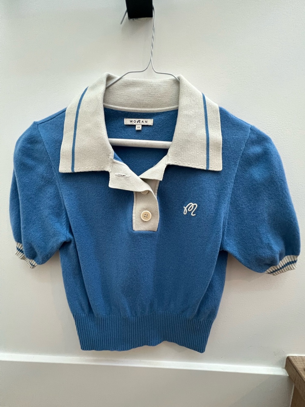 Malbon Blue & Cream Knit Polo